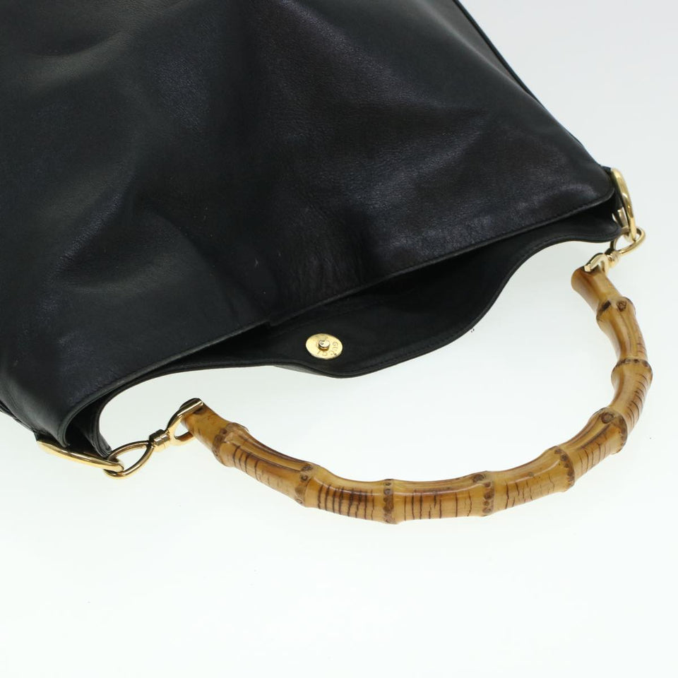 Gucci Bamboo Shoulder Bag Leather 2way Black bs6163