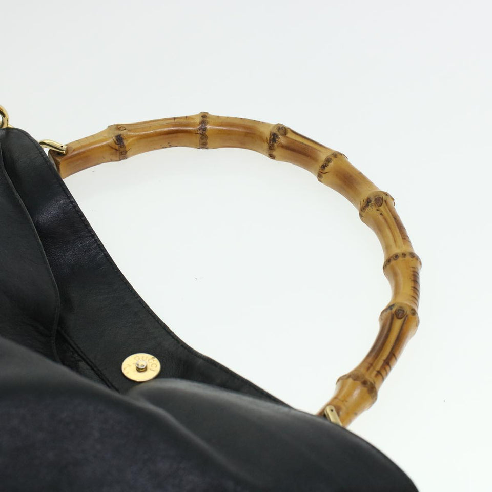 Gucci Bamboo Shoulder Bag Leather 2way Black bs6163