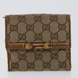 Gucci GG Canvas Wallet Canvas Leather 4Set Beige Black bs6169