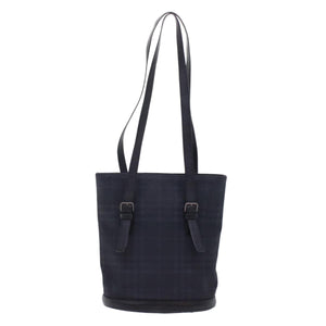 Luxury Burberry Nova Check Shoulder Bag Nylon Leather Black Auth bs6954