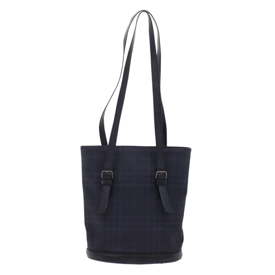 Luxury Burberry Nova Check Shoulder Bag Nylon Leather Black Auth bs6954