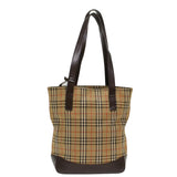 Luxury Burberry Nova Check Hand Bag Nylon Beige Auth bs7211