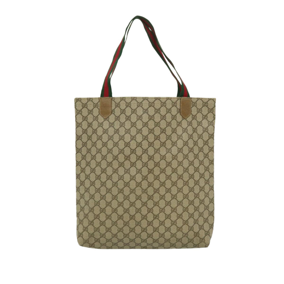 Gucci Web Sherry Line GG Canvas Tote Bag Beige Red Green bs784