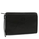 Luxury BurberrySs Clutch Bag Leather Black Auth bs8538