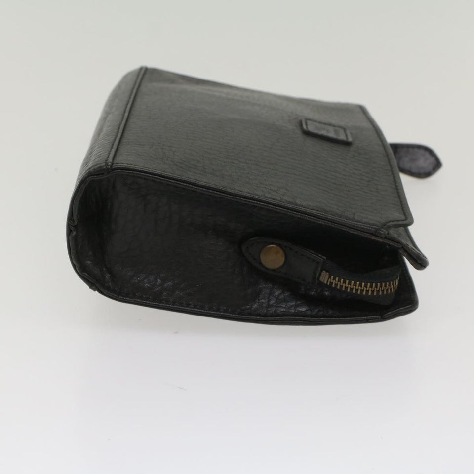 Luxury BurberrySs Clutch Bag Leather Black Auth bs8538