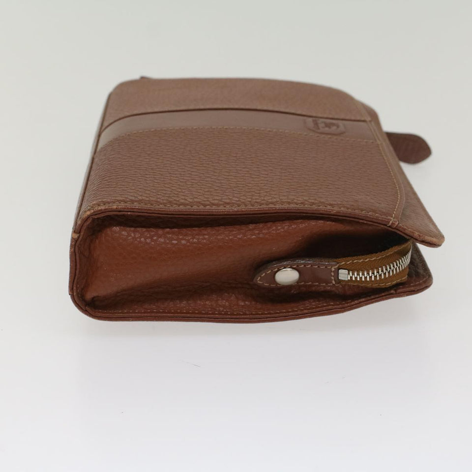 Luxury BurberrySs Clutch Bag Leather Brown Auth bs8539