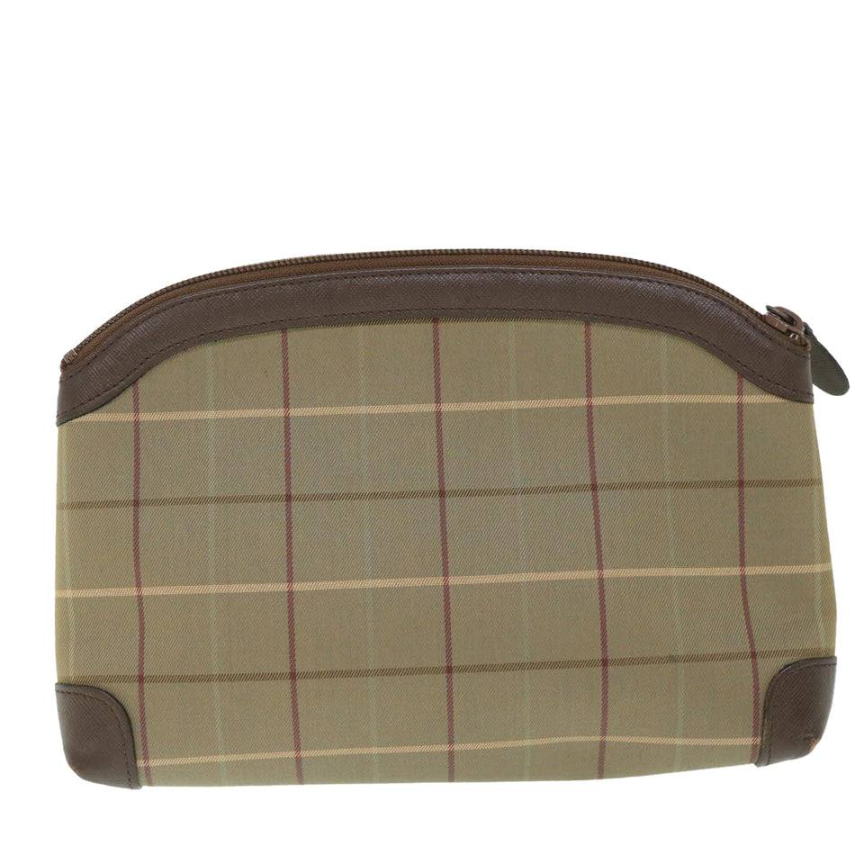 Luxury BurberrySs Nova Check Clutch Bag Nylon Canvas Brown Auth bs8723