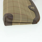 Luxury BurberrySs Nova Check Clutch Bag Nylon Canvas Brown Auth bs8723