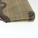 Luxury BurberrySs Nova Check Clutch Bag Nylon Canvas Brown Auth bs8723
