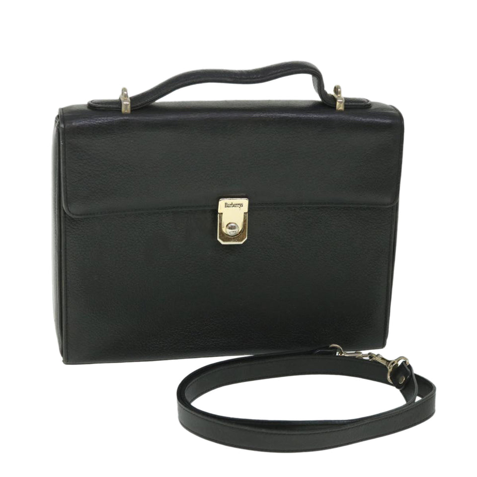 Luxury BurberrySs Hand Bag Leather 2way Black Auth bs8729