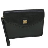 Luxury BurberrySs Clutch Bag Leather Black Auth bs8730