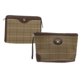 Luxury BurberrySs Nova Check Clutch Bag Canvas 2Set Brown Auth bs8985