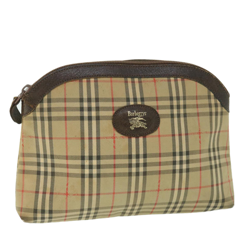 Luxury BurberrySs Nova Check Clutch Bag Canvas Nylon Beige Auth bs9050