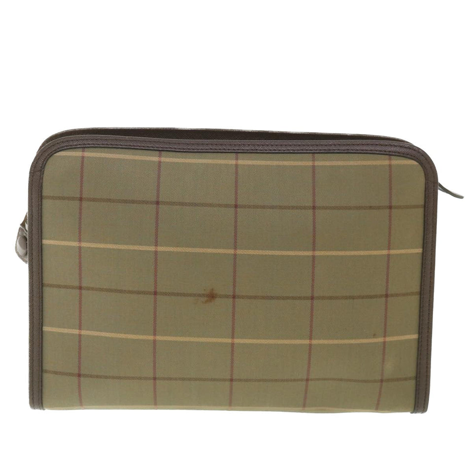 Luxury BurberrySs Nova Check Clutch Bag Nylon Canvas Brown Auth bs9091