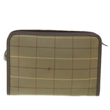 Luxury BurberrySs Nova Check Clutch Bag Nylon Canvas Brown Auth bs9091
