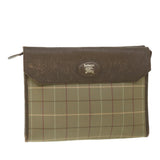 Luxury BurberrySs Nova Check Clutch Bag Nylon Canvas Brown Auth bs9092