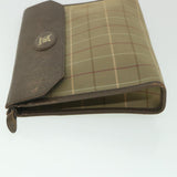 Luxury BurberrySs Nova Check Clutch Bag Nylon Canvas Brown Auth bs9092