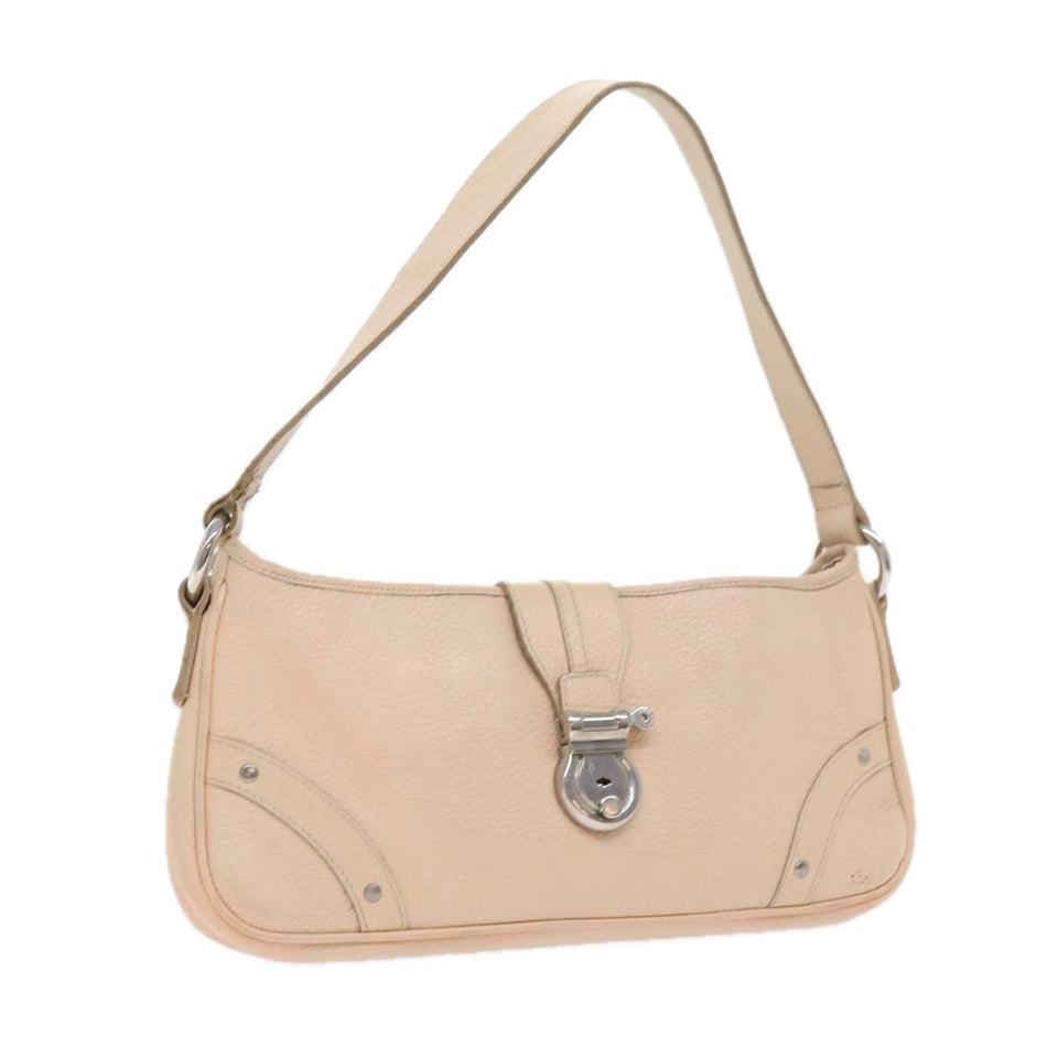Luxury Burberry Shoulder Bag Leather Beige T-04-02 Auth bs9232