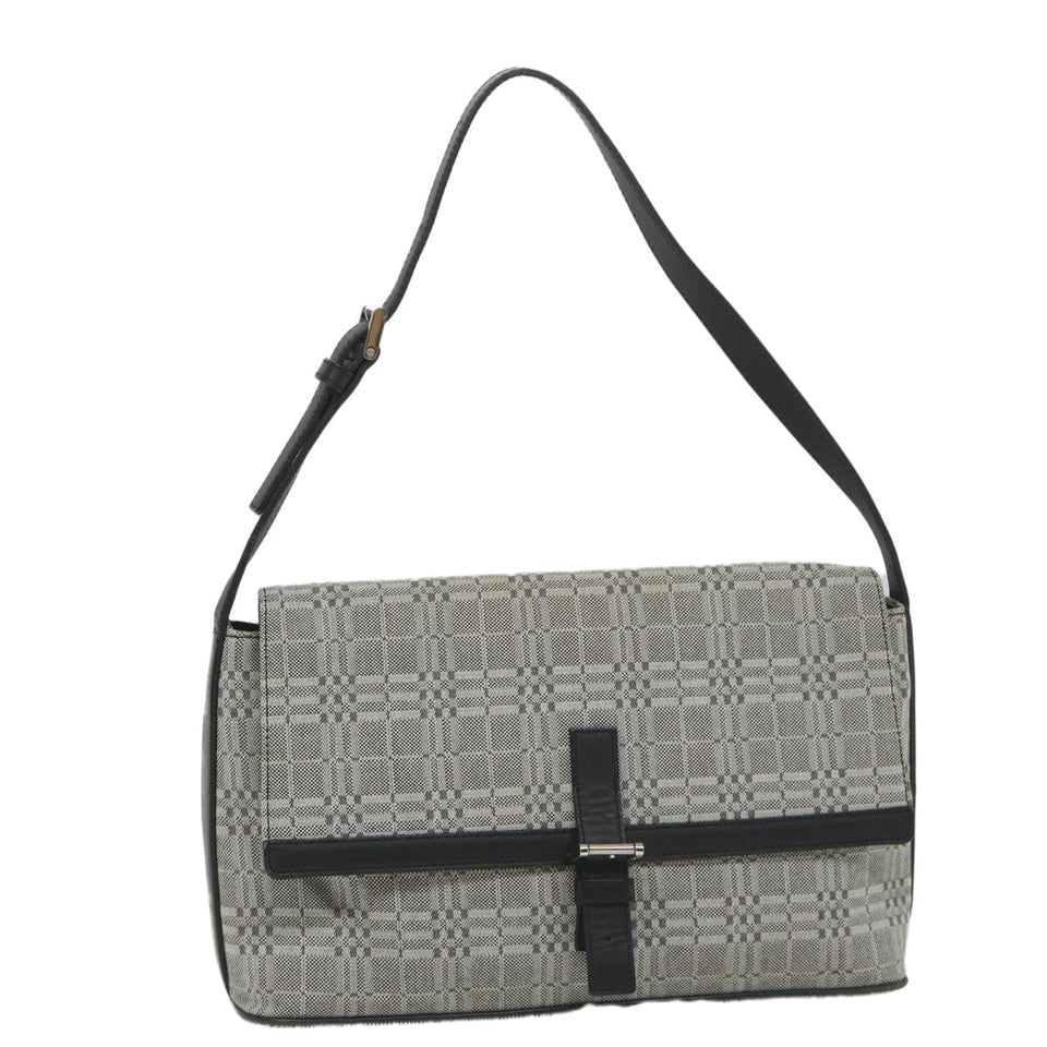 Luxury Burberry Shoulder Bag Canvas Gray Auth bs9261