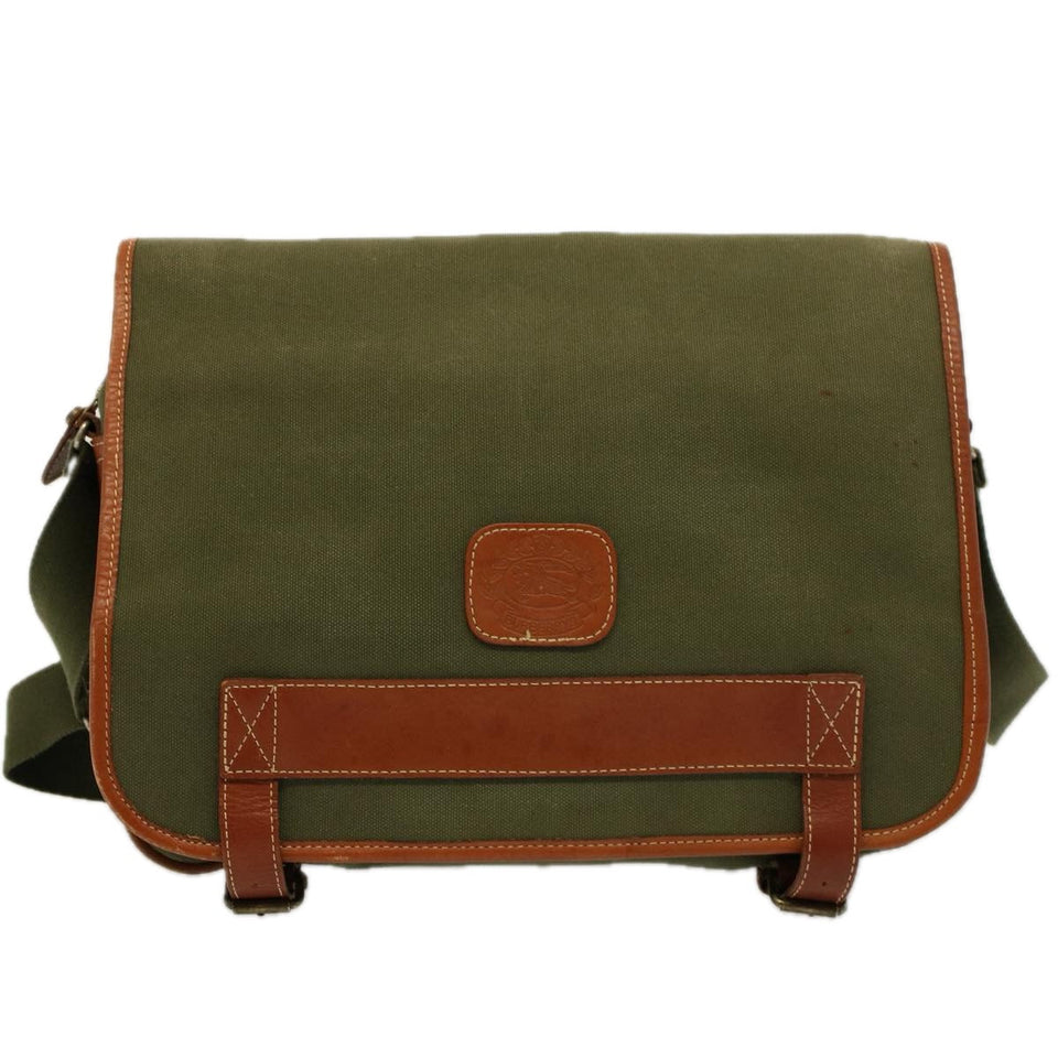 Luxury BurberrySs Shoulder Bag Canvas Khaki Auth bs9442