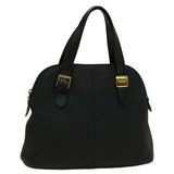 Luxury BurberrySs Hand Bag Leather Black Auth bs9530