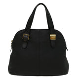 Luxury BurberrySs Hand Bag Leather Black Auth bs9530