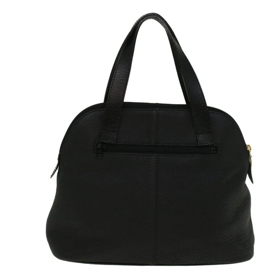 Luxury BurberrySs Hand Bag Leather Black Auth bs9530