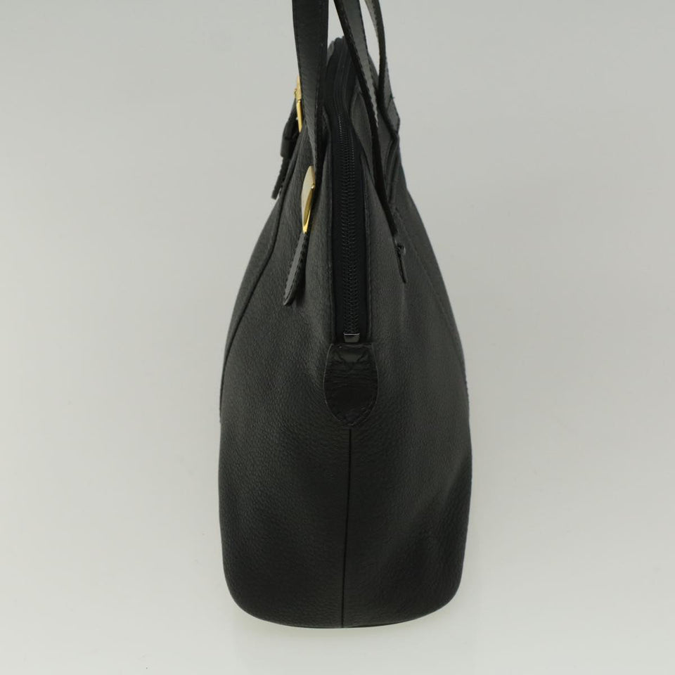 Luxury BurberrySs Hand Bag Leather Black Auth bs9530