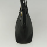 Luxury BurberrySs Hand Bag Leather Black Auth bs9530