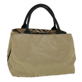 Luxury Burberry Nova Check Hand Bag Nylon Beige Auth bs9792