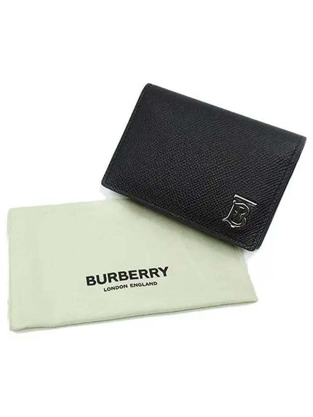 Luxury Burberry TB Folding Grainy Leather Card Wallet Black