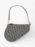Christian Dior Saddle Pouch Blue Oblique Canvas