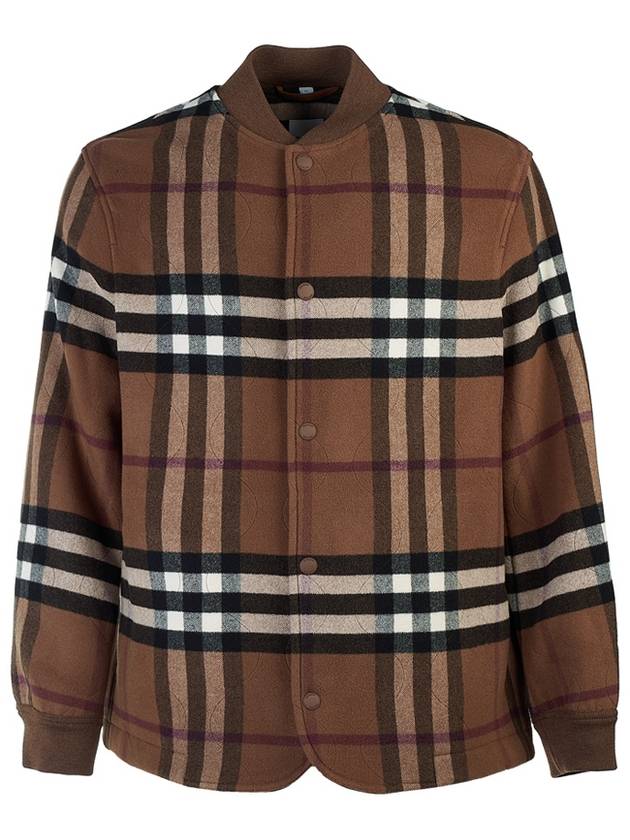 Luxury Burberry Quilted Check Wool Blend Bomber Jacket Dark Birch Brown