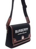 Luxury Burberry Horseferry Motif Canvas Note Crossbody Bag Black