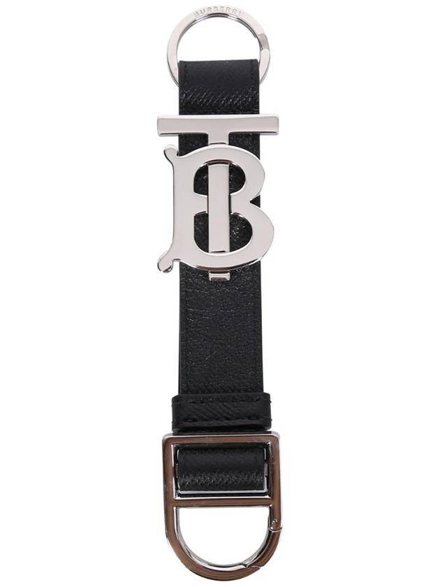 Luxury Burberry Monogram Motif Grainy Leather Key Holder Black