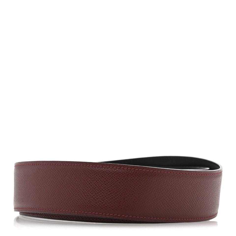 Hermes Epsom Box 42mm Belt Strap 95 38 Black Rouge Grenat