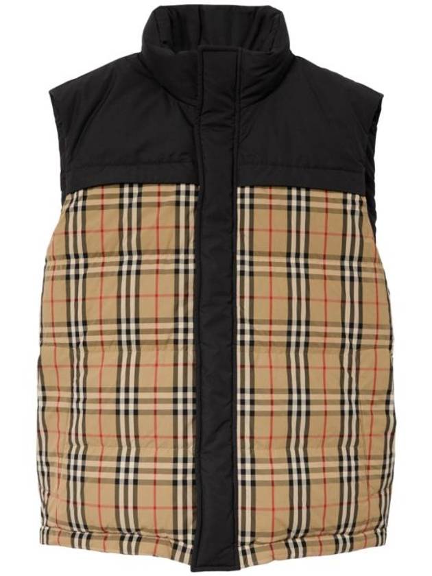 Luxury Burberry Check Panel Reversible Vest Beige