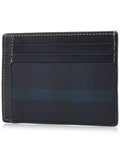 Luxury Burberry Check Print Money Clip Card Wallet Navy