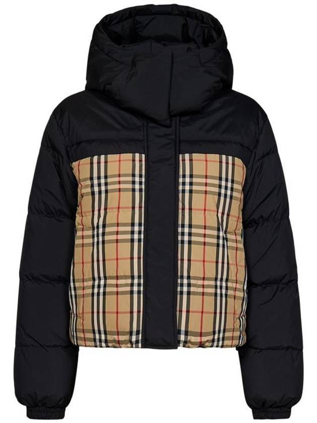Luxury Burberry WoMen's Vintage Check Crop Reversible Padding Black Archive Beige