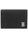 Luxury Burberry TB Folding Grainy Leather Card Wallet Black