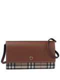 Luxury Burberry Vintage Check Leather Long Wallet Brown