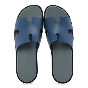 Hermes Epsom Mens Izmir Sandals 46 Bleu Bleuet Gris