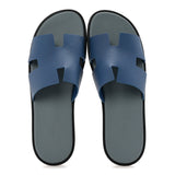 Hermes Epsom Mens Izmir Sandals 46 Bleu Bleuet Gris