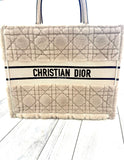 Dior LAMBSKIN SHEARLING CANNAGE LARGE BOOK TOTE BAG