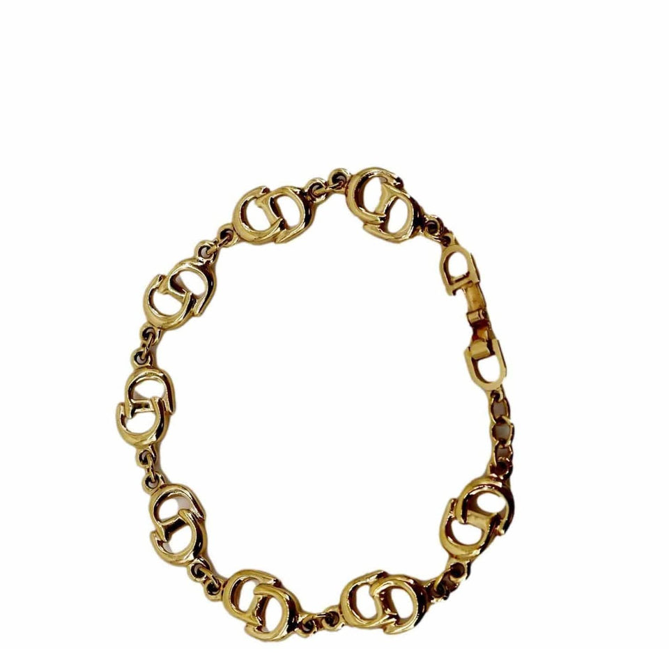 Christian Dior  CD Logo Chain Link Short Bracelet Gold