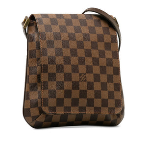 Louis Vuitton Damier Shoulder Bag Ebene Brown Women's