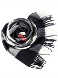 Luxury Burberry Gingham Check Fringe Muffler Navy