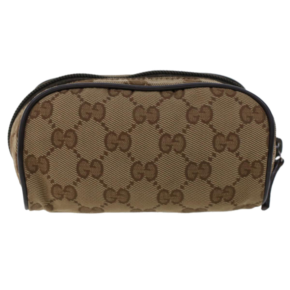 Gucci GG Canvas Pouch Leather Beige 138044 cl604