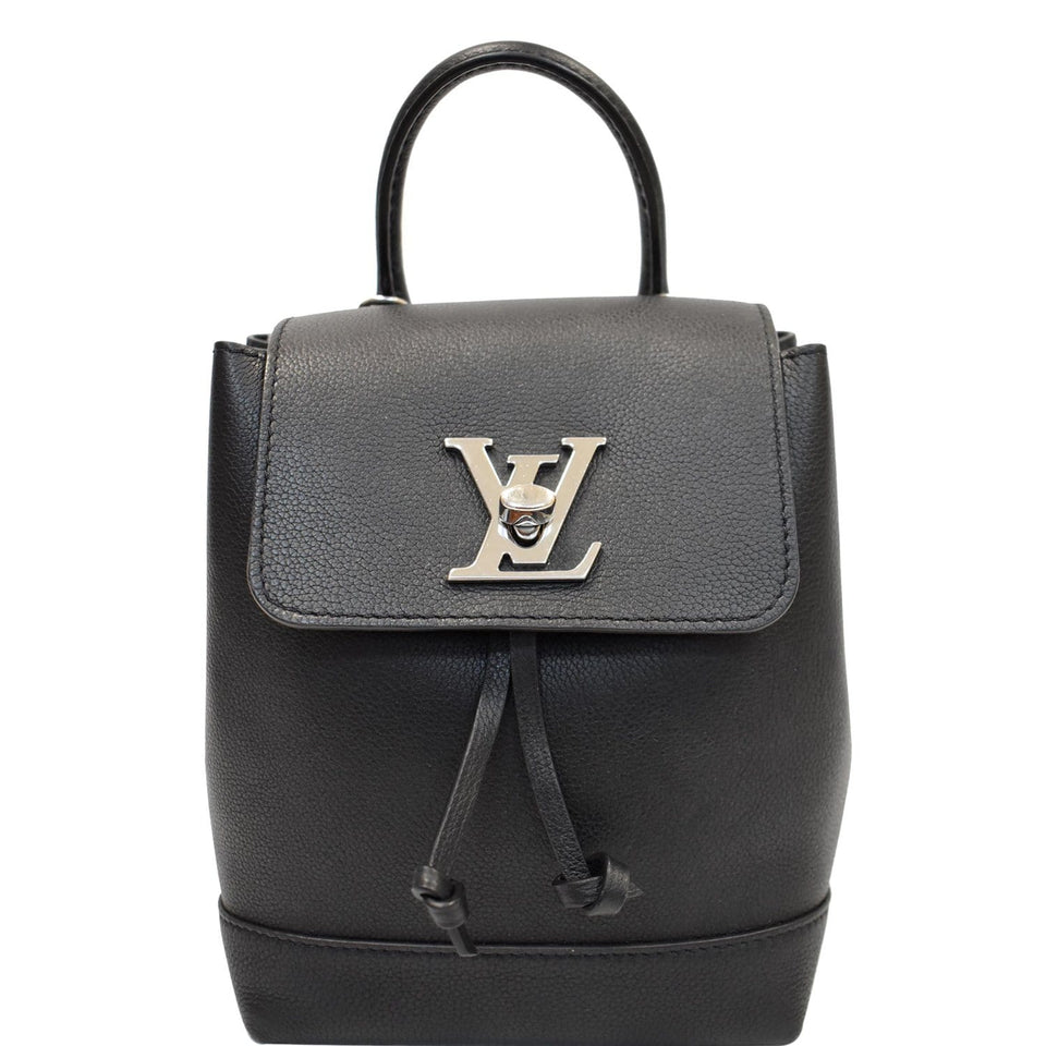 Louis Vuitton Lockme Calfskin Leather Backpack Bag Black