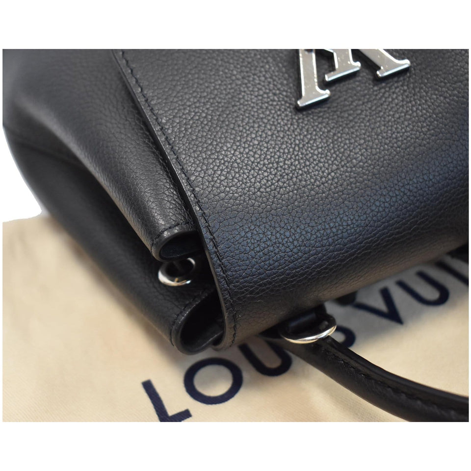 Louis Vuitton Lockme Calfskin Leather Backpack Bag Black
